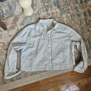 Marine Layer Light Blue and Cream Striped Shirt